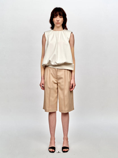 SERRER Contrast splicing waist design wool shorts - ELIJAH.