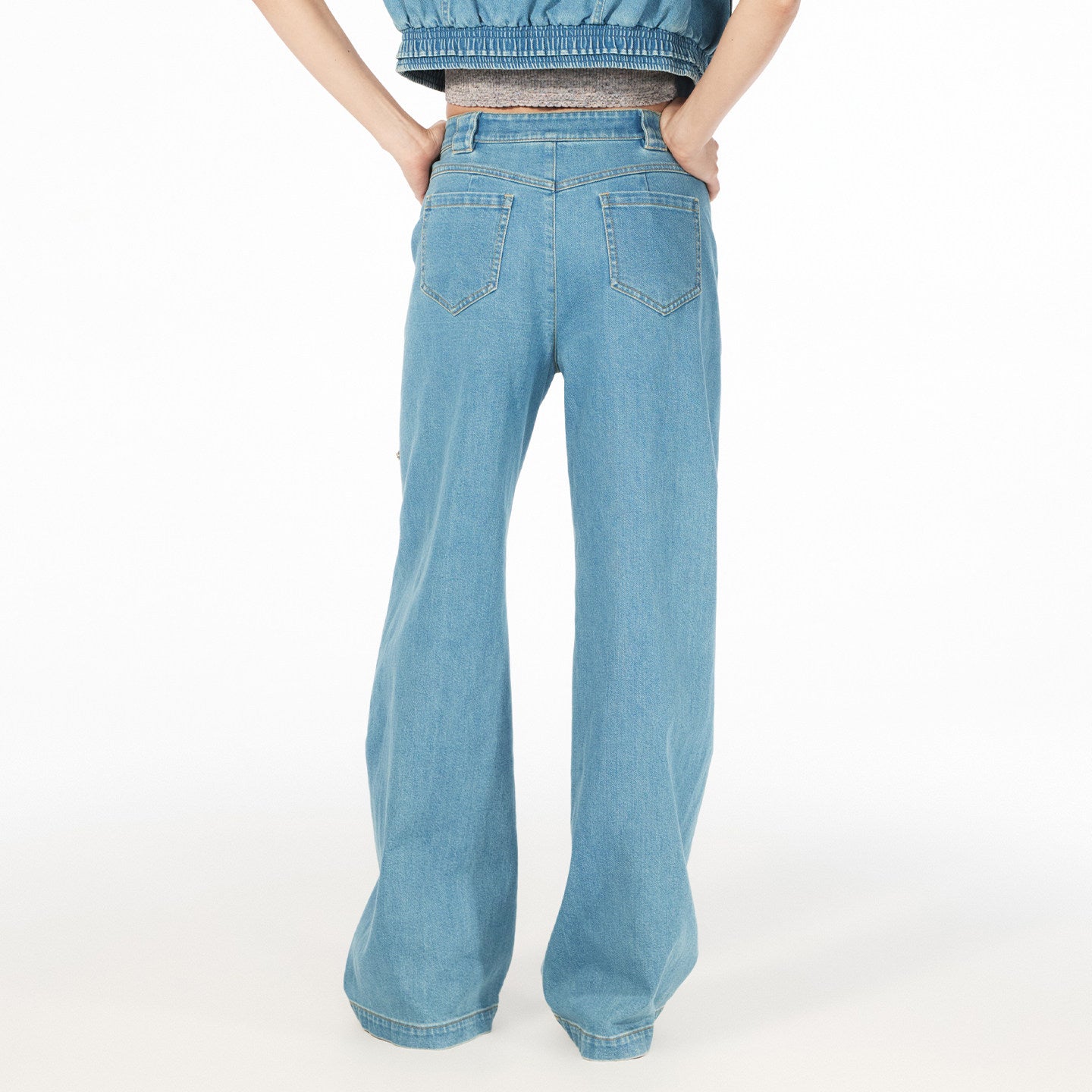 FAME Flower Beaded Patchwork Lace Denim Pants - SOPHIA
