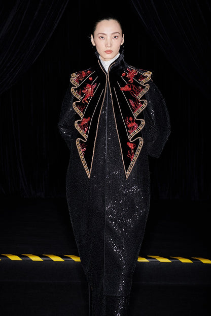 M essential Mackay designer  silk velvet two-dimensional fish algae curtain beaded collar - BEAUTY.