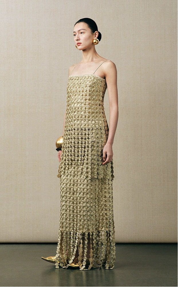 ZHUCHONGYUN gold plate embroidered tassel drape skirt-PICOLLO.