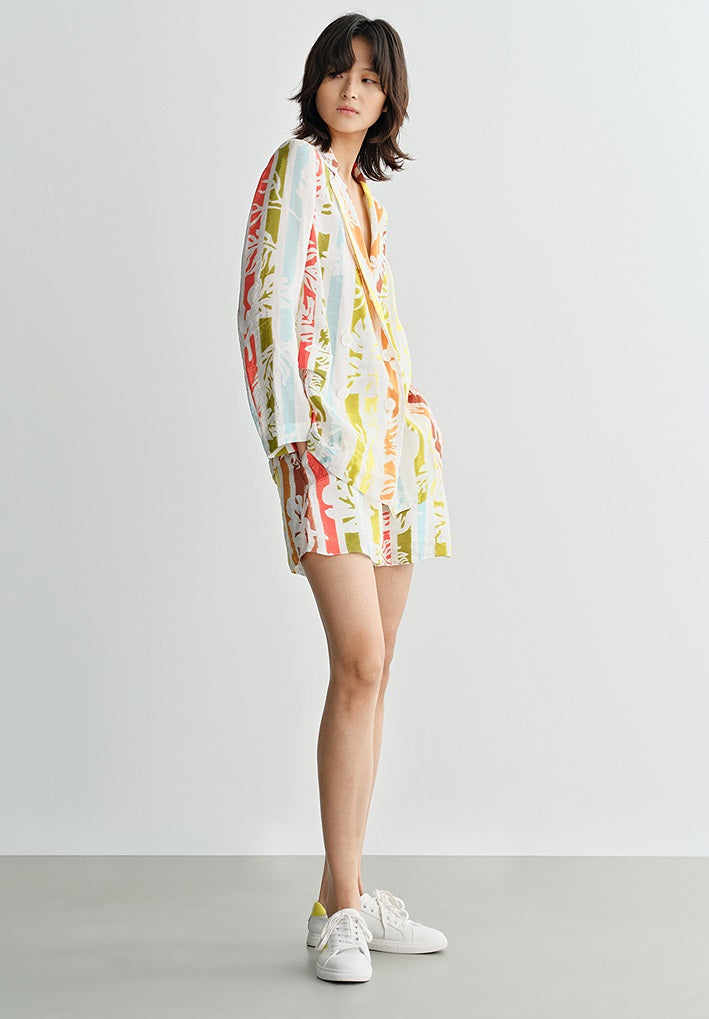 COMME MOI  summer casual color stripe print suit - EVELYN.