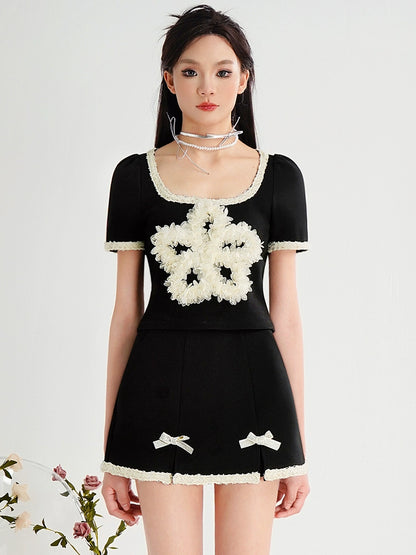 CHECOCRE Stubble Customer Fashion Xiaoxiang Knitted Suit Culottes  - MESSY