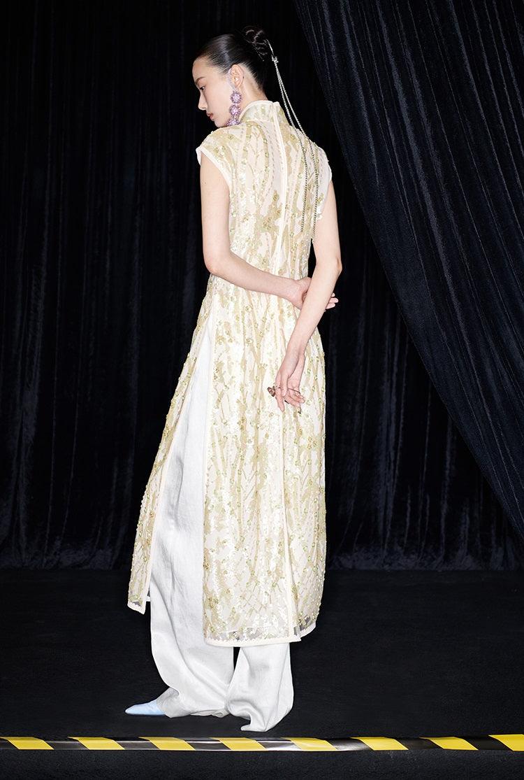 M essential Ma Kai designer brand Jinghui embroidered cheongsam long Dress - SANDRA.