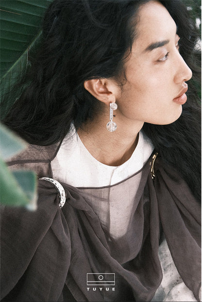 TUYUE brass silver plating big moon texture handmade brooch- LANCELOT.