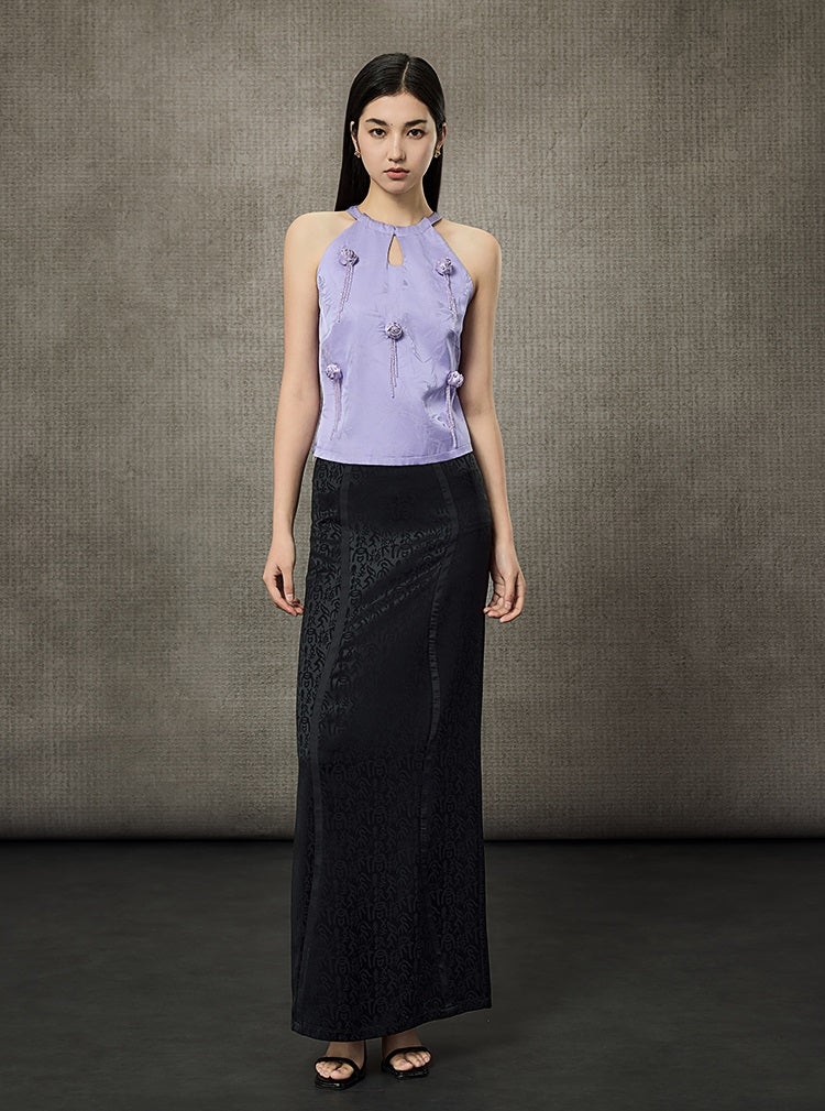 HECO Sleeveless Halterneck Handmade Rose Tassel Vest - BACK.