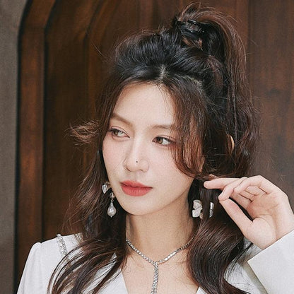 DOLLY Luxury Pretty Retro Style Bow Diamond Tassel Chic Earrings-EDITA