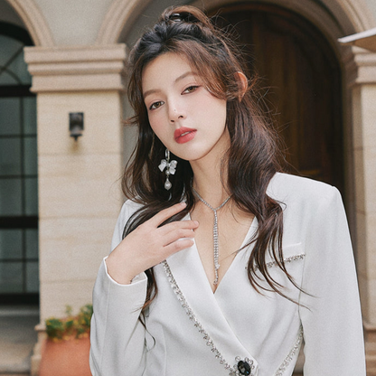 DOLLY Luxury Pretty Retro Style Bow Diamond Tassel Chic Earrings-EDITA