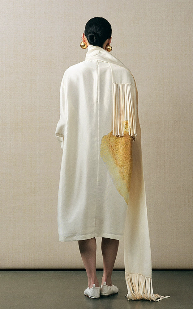 ZHUCHONGYUN crew neck midi cocoon printed dress-KOMACHI.