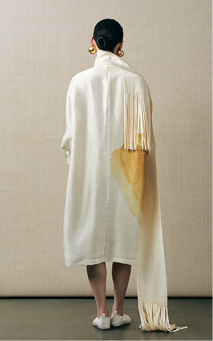 ZHUCHONGYUN crew neck midi cocoon printed dress-KOMACHI.