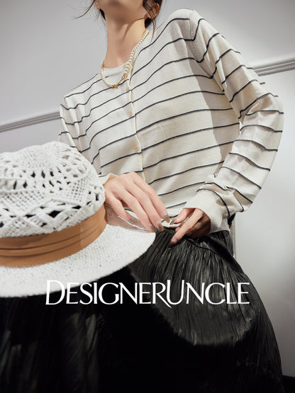 DGU |Off-white striped knitted striped cardigan luxury design top - POTEN.