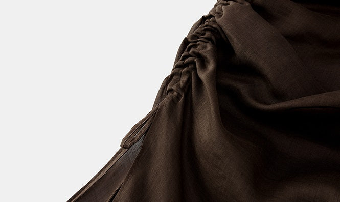 ZHUCHONGYUN ramie transparent and light texture pleated simple long skirt--MARIE.