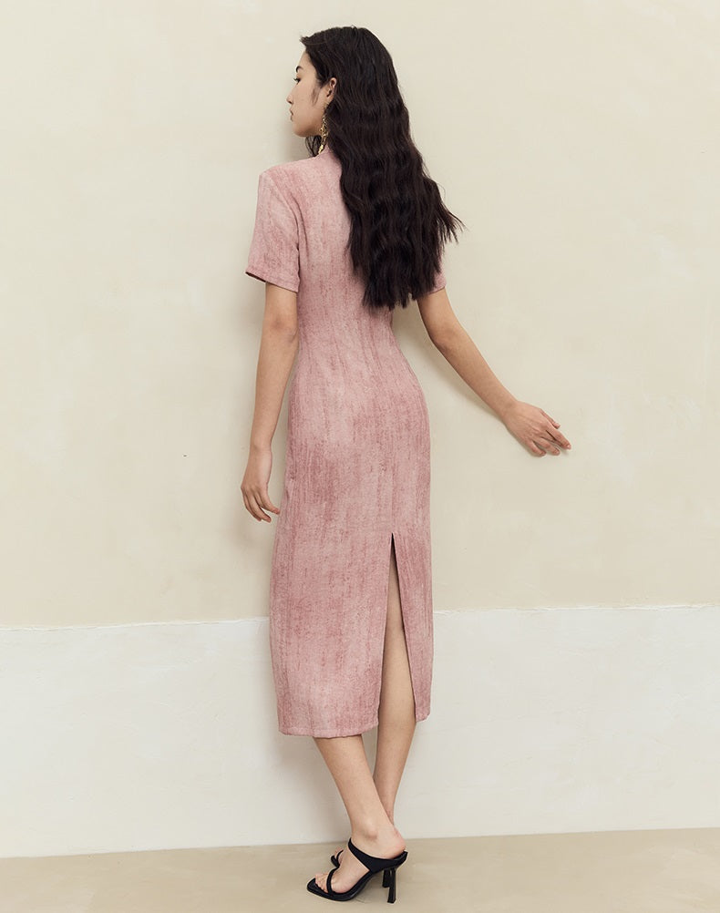 HECO old texture linen midi dress women - dome.