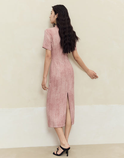 HECO old texture linen midi dress women - dome.