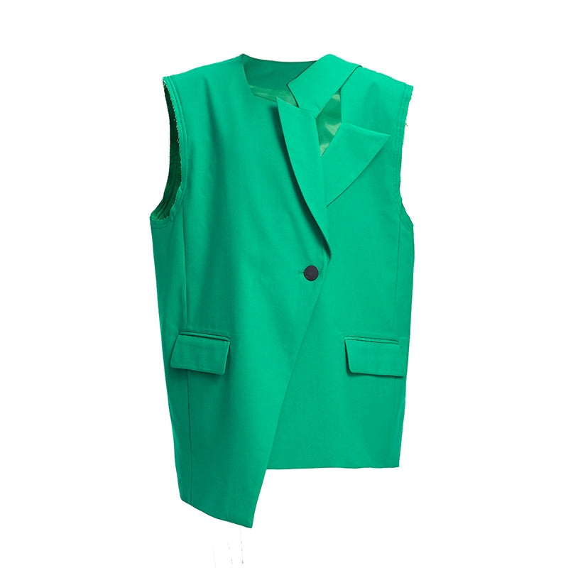 TINY IN misaligned collar silhouette midi vest women's suit -DODO