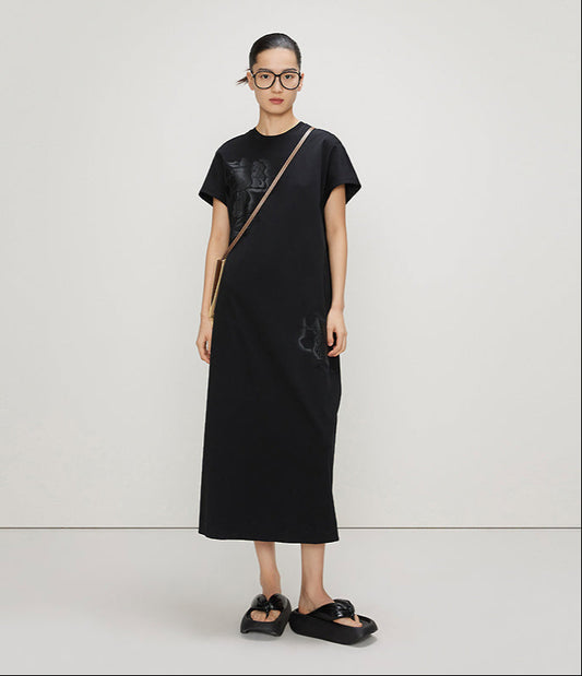 ZHUCHONGYUN short-sleeved loose casual cotton straight dress -SAM.