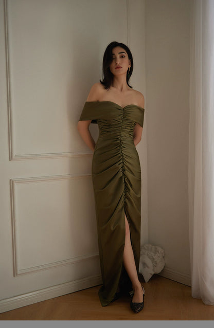 GOUDIN satin light luxury evening dress-SUWA.
