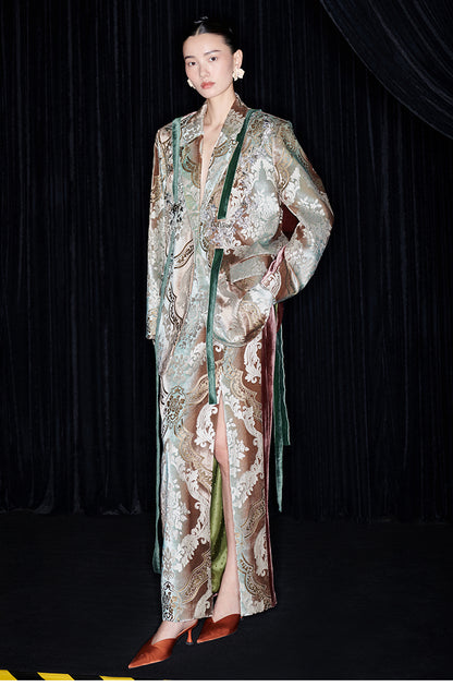 M essential Mackay designer vine pattern embroidery marble print jacket skirt suit- Eden.