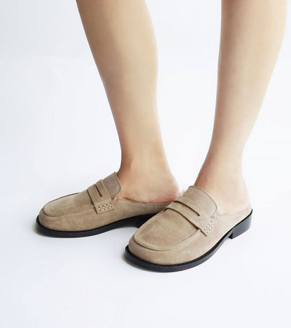 B-FEI single  leather casual flats shoes-PIE.