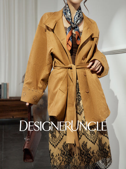 DGU "Vine Sand" coffee color short jacket new commuter versatile loose slimming retro top - Morgan.