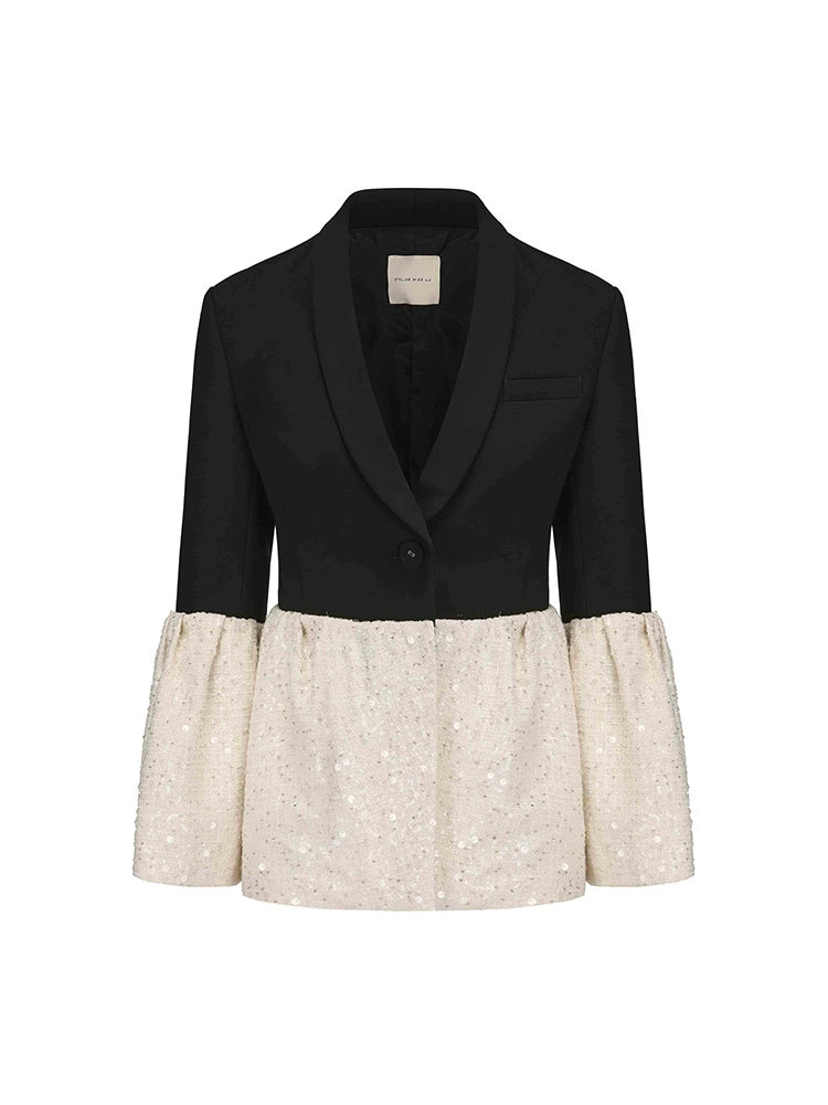 ATELIER MISS LU Sequin Tweed Panel Design Style Jacket - DIEDIDRE.