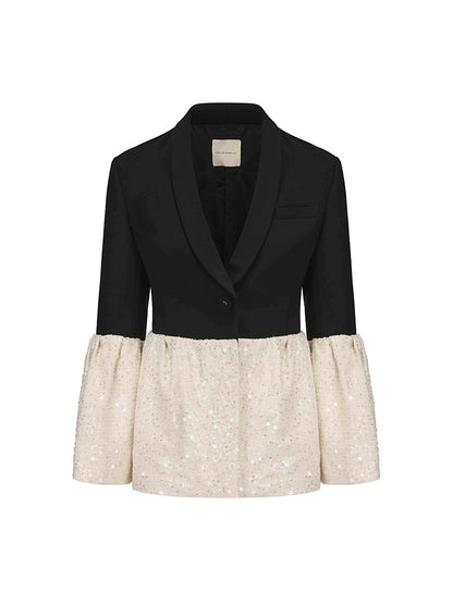 ATELIER MISS LU Sequin Tweed Panel Design Style Jacket - DIEDIDRE.