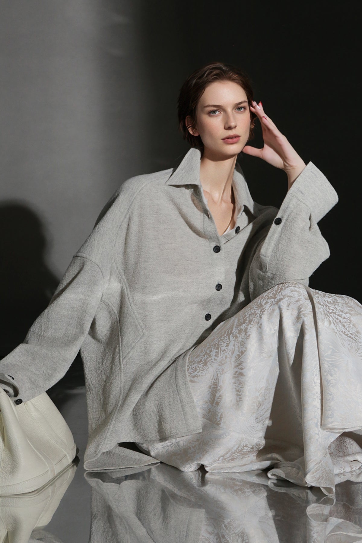 PIAOIN Luxury Old Money Style Wool Shirt Women's Single Breasted Shirt-FERA