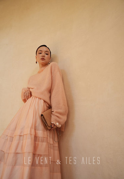 LE VENT&TES AILES French romantic luxury full midi summer skirt -RINA