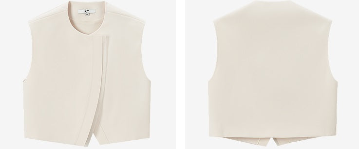COMME MOI Lv Yan designer's curved placket cropped vest - POSEY.