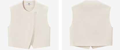 COMME MOI Lv Yan designer's curved placket cropped vest - POSEY.
