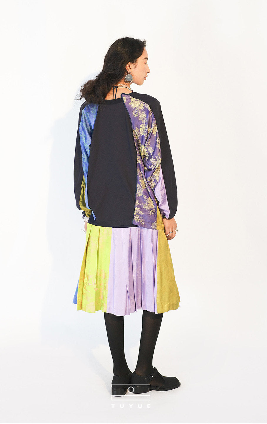 TUYUE Satin Woven Pleated A-Shaped Skirt - HARRY.