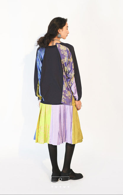 TUYUE Satin Woven Pleated A-Shaped Skirt - HARRY.