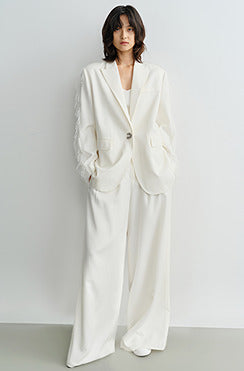 COMME MOI Lu Yan designer new women's triacetate white wide-leg pants - PROUD.