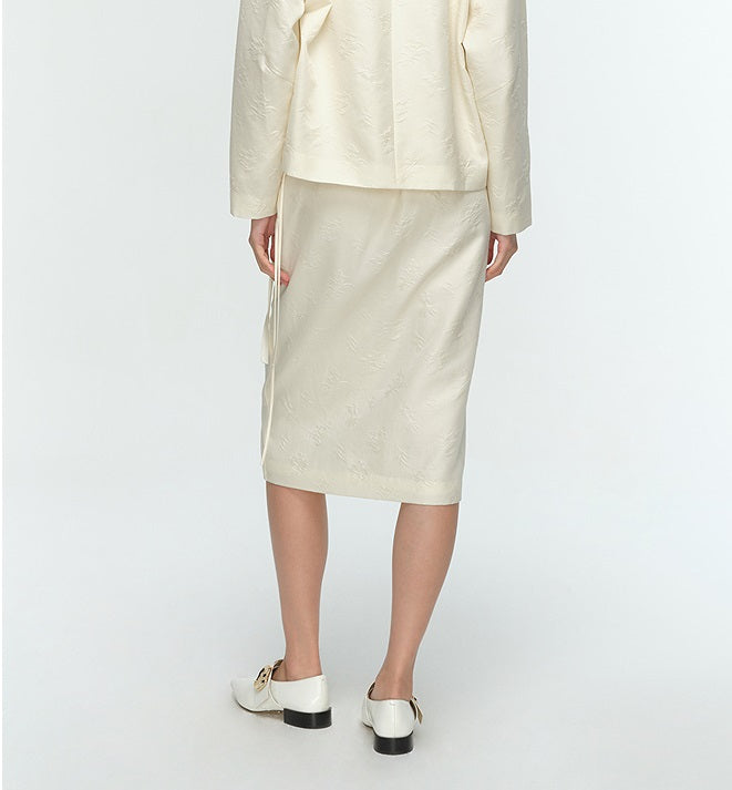 COMME MOI Lu Yan designer's new women's silk wool jacquard overlapping straight skirt - LIAM .