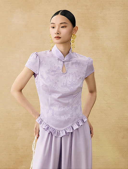 HECO Chinese Acetate Drop Neck Short Sleeve T-Shirt - GAIN.