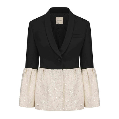 ATELIER MISS LU Sequin Tweed Panel Design Style Jacket - DIEDIDRE.