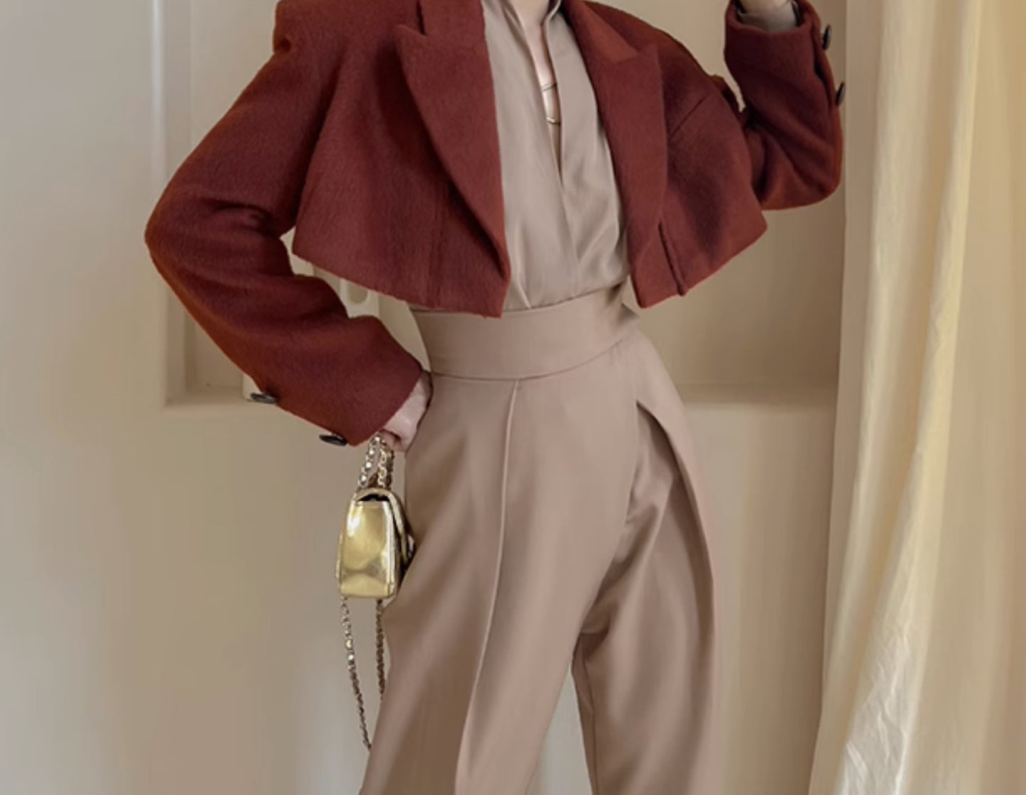 Le palais vintage Merlard style tweed short jacket high-waisted A-line short skirt-LAIR.