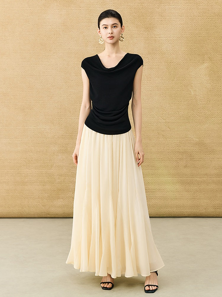 HECO Chinese Solid Color Large Swing Waist Slimming Mermaid Skirt - STARS.