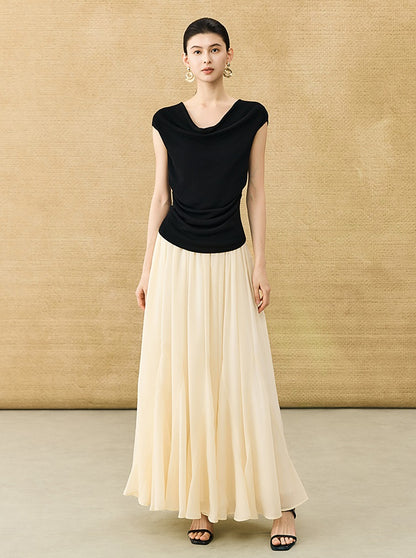 HECO Chinese Solid Color Large Swing Waist Slimming Mermaid Skirt - STARS.