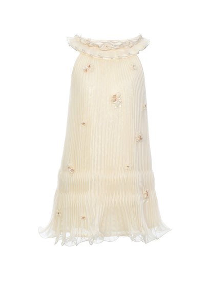 FAME pleated beaded sleeveless ruffled dress - ZAINAB