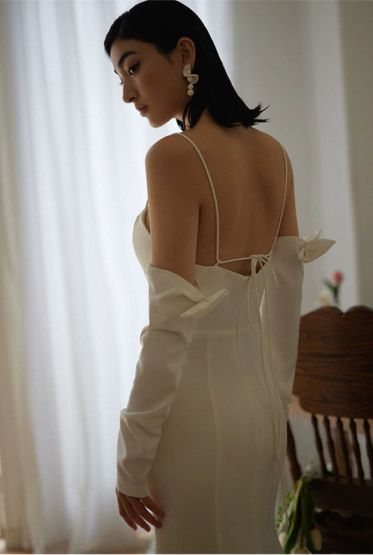 GOUDIN bridal light luxury white evening dress-PIPER.