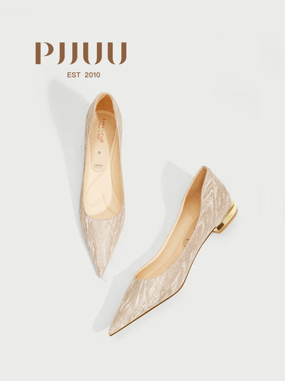 PJJUU French pointed toe champagne flat shoes - AGEDE.