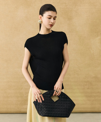 HECO Chinese comfortable neck sleeveless knitted T-shirt - QUEEN.