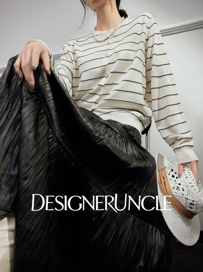 DGU |Off-white striped knitted striped cardigan luxury design top - POTEN.