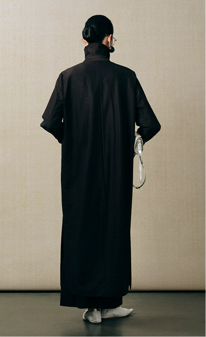 ZHUCHONGYUN Chinese oriental bias shirt collar wool top-YATA.