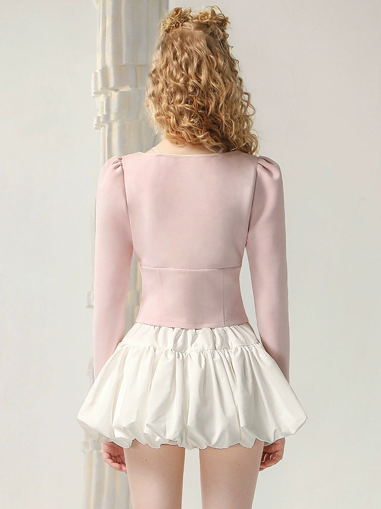 CHECOCRE Stubble Sweet New Knitwear Contrasting Two-piece  Top - JENSON.