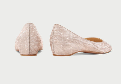 PJJUU beautiful flat crystal champagne colored shoes - NEON.