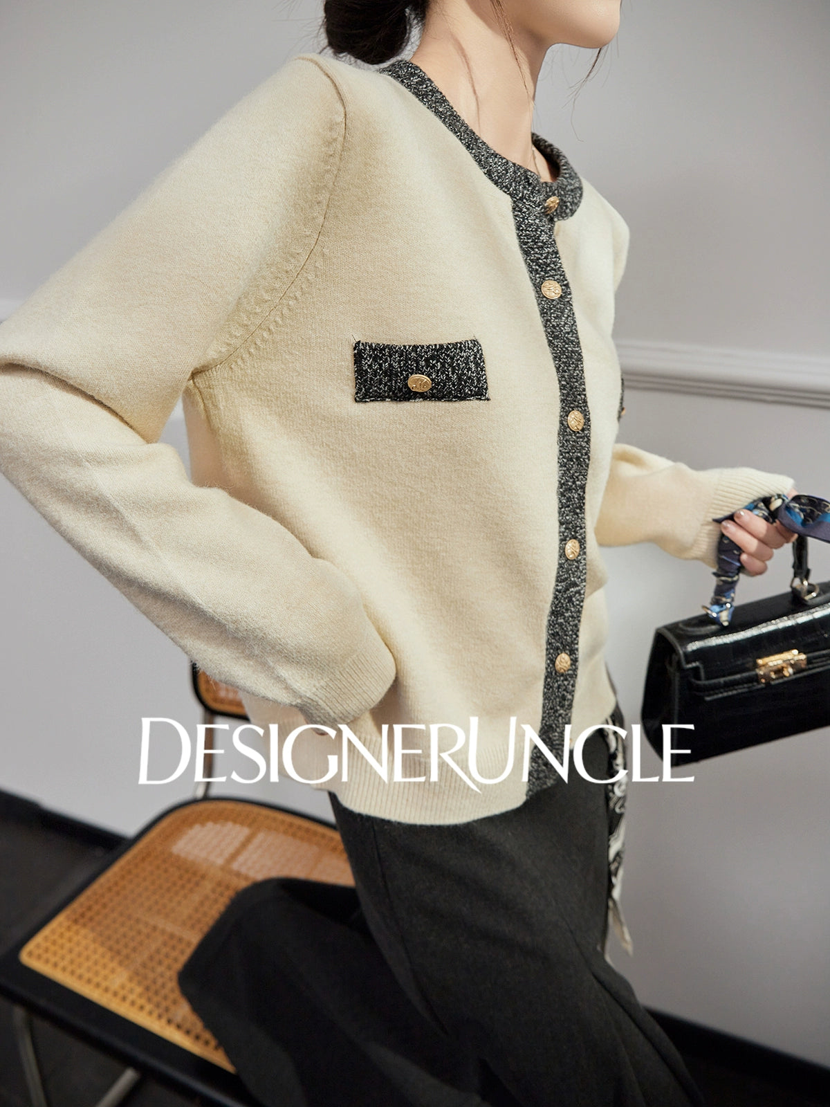 DGU "Muya" gray sweater cardigan new loose slimming high-end outer top - TARA.