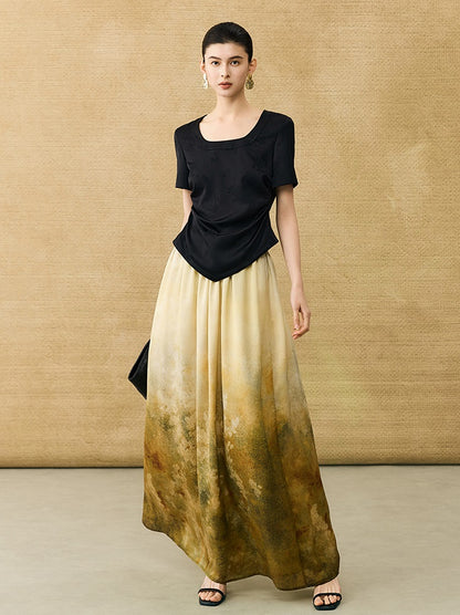 HECO Chinese Acetate Small Square Neck Short Sleeve Top- BEAK.