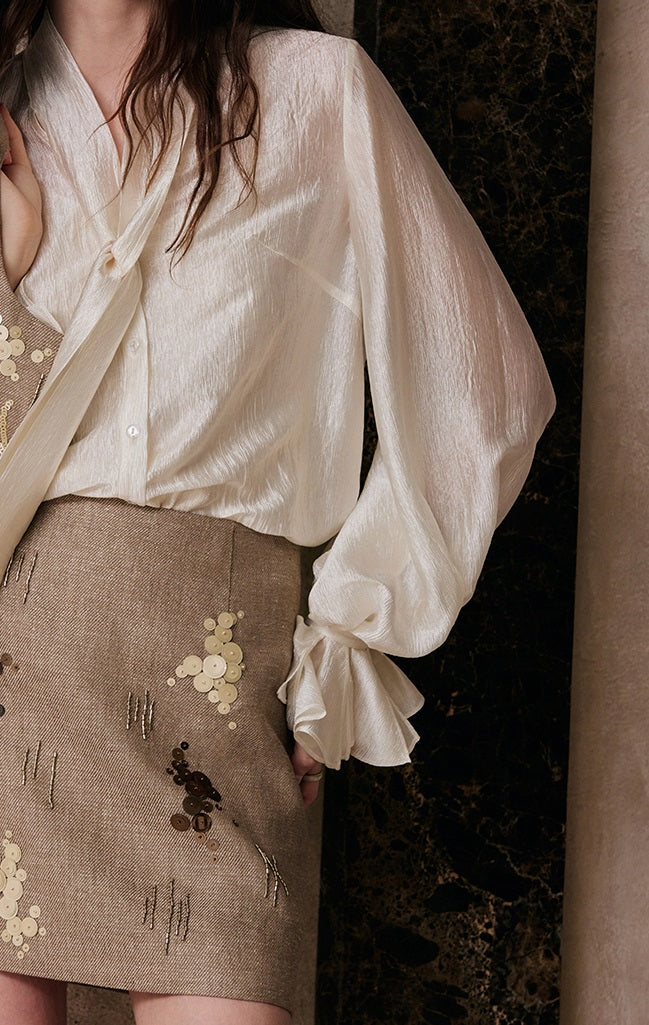 M essential Enchanting Exotic  Resort Linen Vest Chiffon Shirt-AMIRELLE.