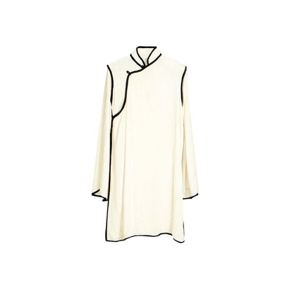 TUYUE white silk velvet improved cheongsam dress- BRENT.